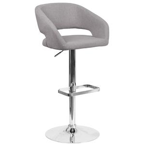 Flash Furniture CH-122070-GYFAB-GG Contemporary Rounded Mid-Back Gray Fabric Swivel Bar Stool