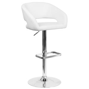 Flash Furniture CH-122070-WH-GG Contemporary Rounded Mid-Back White Vinyl Swivel Bar Stool