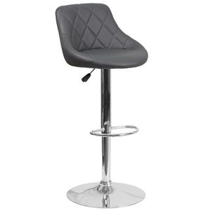 Flash Furniture CH-82028A-GY-GG Contemporary Gray Vinyl Bucket Seat Swivel Bar Stool