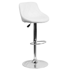 Flash Furniture CH-82028A-WH-GG Contemporary White Vinyl Bucket Seat Swivel Bar Stool