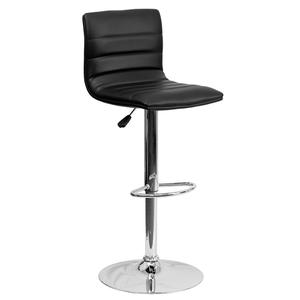 Flash Furniture CH-92023-1-BK-GG Contemporary Black Vinyl Lined Mid-Back Swivel Bar Stool