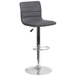 Flash Furniture CH-92023-1-GY-GG Contemporary Gray Vinyl Lined Mid-Back Swivel Bar Stool