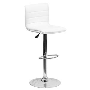 Flash Furniture CH-92023-1-WH-GG Contemporary White Vinyl Lined Mid-Back Swivel Bar Stool