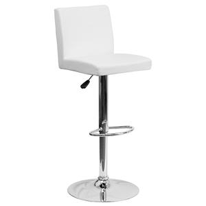 Flash Furniture CH-92066-WH-GG Contemporary White Vinyl Mid-Back Swivel Bar Stool