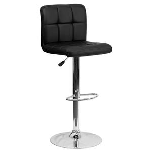 Flash Furniture DS-810-MOD-BK-GG Contemporary Black Quilted Vinyl Swivel Bar Stool