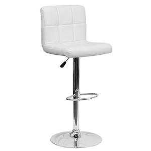 Flash Furniture DS-810-MOD-WH-GG Contemporary White Quilted Vinyl Swivel Bar Stool