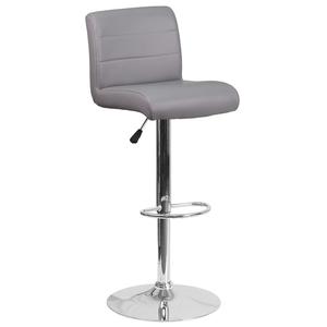 Flash Furniture DS-8101B-GY-GG Contemporary Gray Lined Back Swivel Bar Stool