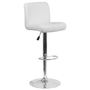 Flash Furniture DS-8101B-WH-GG Contemporary White Lined Back Swivel Bar Stool