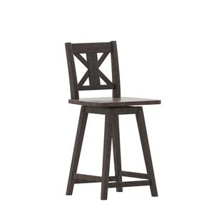 Flash Furniture ES-G1-24-GY-GG Gwendolyn Modern Farmhouse Swivel Counter Height Bar Stool