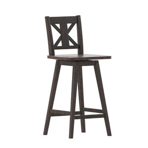 Flash Furniture ES-G1-29-GY-GG Gwendolyn Solid Wood Modern Farmhouse Swivel Bar Stool