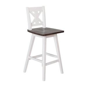 Flash Furniture ES-G1-29-WH-GG Gwendolyn Solid Wood Modern Farmhouse Swivel Bar Stool