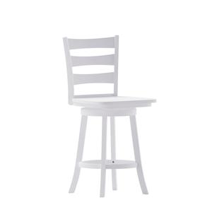 Flash Furniture ES-UN-31WS-24-WH-GG Liesel White Wood Ladder Back Swivel Counter Height Barstool