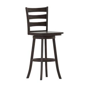 Flash Furniture ES-UN-31WS-29-GY-GG Liesel Gray Wash Walnut Wood Ladder Back Swivel Barstool