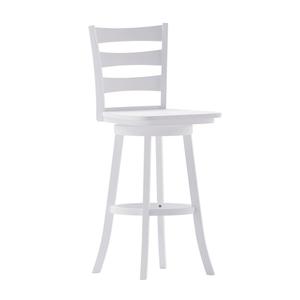 Flash Furniture ES-UN-31WS-29-WH-GG Liesel Antique White Wash Wood Ladder Back Swivel Barstool