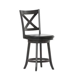 Flash Furniture ES-UN1-24-GY-GG Felicity Gray Wood Cross Back Swivel Counter Height Barstool