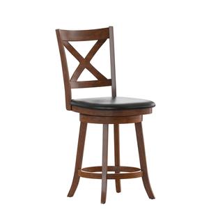 Flash Furniture ES-UN1-24-OAK-GG Felicity Oak Wood Cross Back Swivel Counter Height Barstool