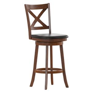 Flash Furniture ES-UN1-29-OAK-GG Felicity Antique Oak Wood Cross Back Swivel Barstool