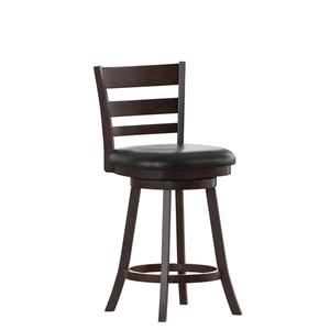 Flash Furniture ES-UN3-24-ESP-GG Zerrick Espresso Ladder Back Swivel Counter Height Barstool