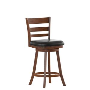 Flash Furniture ES-UN3-24-OAK-GG Zerrick Oak Wood Ladder Back Swivel Counter Height Barstool