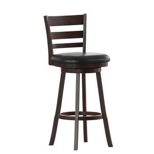 Flash Furniture ES-UN3-29-ESP-GG Zerrick Espresso Wood Ladder Back Swivel Barstool