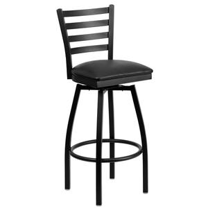 Flash Furniture XU-6F8B-LADSWVL-BLKV-GG Hercules Black Metal Ladder Back Swivel Barstool
