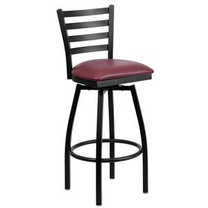Flash Furniture XU-6F8B-LADSWVL-BURV-GG Hercules Black Metal Ladder Back Swivel Barstool