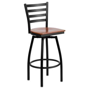 Flash Furniture XU-6F8B-LADSWVL-CHYW-GG Hercules Black Metal Ladder Back Swivel Barstool