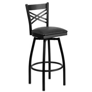 Flash Furniture XU-6F8B-XSWVL-BLKV-GG Hercules Black Metal X-Back Swivel Barstool