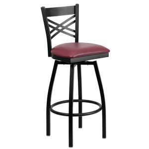 Flash Furniture XU-6F8B-XSWVL-BURV-GG Hercules Black Metal X-Back Swivel Barstool