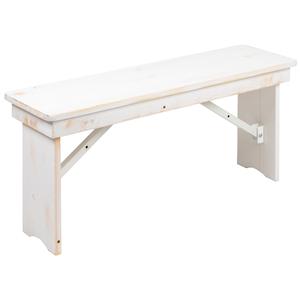 Flash Furniture XA-B-40X12-WH-GG Hercules 40"x12" Solid Pine White Folding Rustic Farm Bench