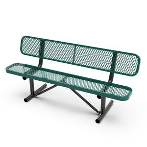 Flash Furniture SLF-AG4HUT2-GN-GG Sigrid 72in Outdoor Bench with Green Metal Mesh Seat & Backrest 