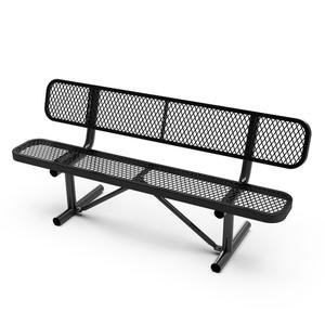 Flash Furniture SLF-AG4HUT2-H48L-BK-GG Sigrid 72in Outdoor Bench with Black Metal Mesh Seat & Backrest 