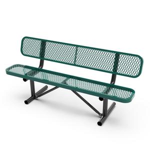 Flash Furniture SLF-AG4HUT2-H48L-GN-GG Sigrid 72in Outdoor Bench with Green Metal Mesh Seat & Backrest 