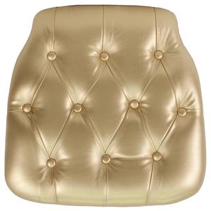 Flash Furniture SZ-TUFT-GOLD-GG 15.75in x 15.75in Gold Tufted Vinyl Chiavari Chair Cushion 