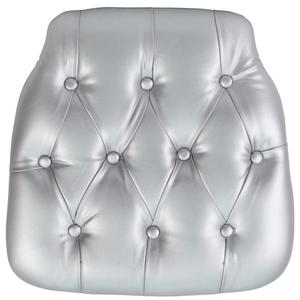 Flash Furniture SZ-TUFT-SIL-GG 15.75" x 15.75" Silver Tufted Vinyl Chiavari Chair Cushion
