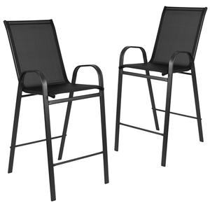Flash Furniture 2-JJ-092H-GG Brazos 22in x 26in Black Patio Barstool - 2 Each Flash Furniture 2-JJ-092H-GG Brazos 22in x 26in Black Patio Barstool - 2 Each