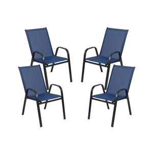 Flash Furniture 4-JJ-303C-NV-GG Brazos 21.25in x 29in Blue Stacking Patio Chair - 4 Each Flash Furniture 4-JJ-303C-NV-GG Brazos 21.25in x 29in Blue Stacking Patio Chair - 4 Each