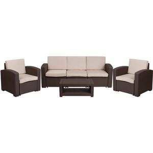 Flash Furniture DAD-SF-113R-CBN-GG Chair, Sofa & Table Set with All-Weather Faux Rattam Frame Flash Furniture DAD-SF-113R-CBN-GG Chair, Sofa & Table Set with All-Weather Faux Rattam Frame