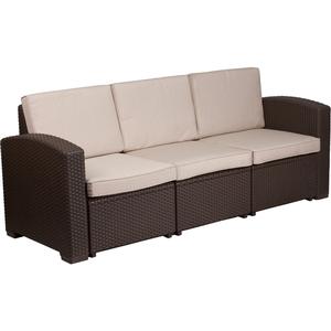 Flash Furniture DAD-SF1-3-GG 78.5in x 28in All-Weather Outdoor Sofa with Resin Frame Flash Furniture DAD-SF1-3-GG 78.5in x 28in All-Weather Outdoor Sofa with Resin Frame
