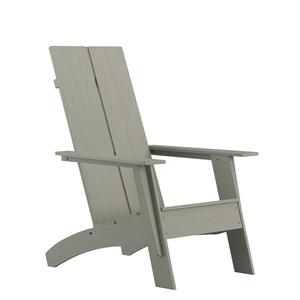Flash Furniture JJ-C14509-GY-GG Sawyer Modern 37.5in x 30.5in Gray Adirondack Poly Resin Chair Flash Furniture JJ-C14509-GY-GG Sawyer Modern 37.5in x 30.5in Gray Adirondack Poly Resin Chair