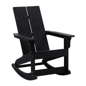 Flash Furniture JJ-C14709-BK-GG Finn 38in x 29in Black Polystyrene Adirondack Rocking Chair Flash Furniture JJ-C14709-BK-GG Finn 38in x 29in Black Polystyrene Adirondack Rocking Chair