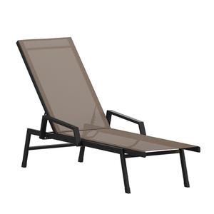 Flash Furniture JJ-LC323-BLK-BR-GG Brazos 76in x 23.25in Brown Adjustable Chaise Lounge Arm Chair Flash Furniture JJ-LC323-BLK-BR-GG Brazos 76in x 23.25in Brown Adjustable Chaise Lounge Arm Chair