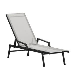 Flash Furniture JJ-LC323-BLK-GRY-GG Brazos 76in x 23.25in Gray Adjustable Chaise Lounge Arm Chair Flash Furniture JJ-LC323-BLK-GRY-GG Brazos 76in x 23.25in Gray Adjustable Chaise Lounge Arm Chair