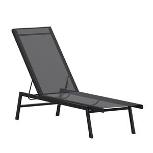 Flash Furniture JJ-LC326-BLK-BLK-GG Brazos 76in x 23.25in Black Adjustable Chaise Lounge Chair Flash Furniture JJ-LC326-BLK-BLK-GG Brazos 76in x 23.25in Black Adjustable Chaise Lounge Chair