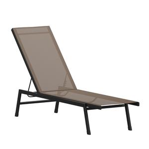 Flash Furniture JJ-LC326-BLK-BR-GG Brazos 76in x 23.25in Brown Adjustable Chaise Lounge Chair Flash Furniture JJ-LC326-BLK-BR-GG Brazos 76in x 23.25in Brown Adjustable Chaise Lounge Chair