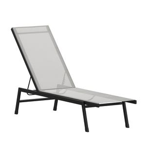Flash Furniture JJ-LC326-BLK-GRY-GG Brazos 76in x 23.25in Gray Adjustable Chaise Lounge Chair Flash Furniture JJ-LC326-BLK-GRY-GG Brazos 76in x 23.25in Gray Adjustable Chaise Lounge Chair