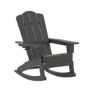 Flash Furniture LE-HMP-1044-31-GY-GG Newport 29.75inx 33.25in Gray HDPE Rocking Chair with Cup Holder Flash Furniture LE-HMP-1044-31-GY-GG Newport 29.75inx 33.25in Gray HDPE Rocking Chair with Cup Holder