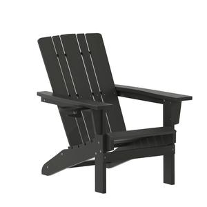 Flash Furniture LE-HMP-1045-10-BK-GG Halifax 33.5in x 32.75in Black HDPE Patio Chair with Cup Holder Flash Furniture LE-HMP-1045-10-BK-GG Halifax 33.5in x 32.75in Black HDPE Patio Chair with Cup Holder