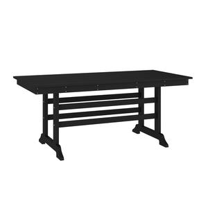 Flash Furniture LE-HMP-158-01-BLK-GG Abraham 72in x 35.25in Black HDPE Adirondack Dining Table Flash Furniture LE-HMP-158-01-BLK-GG Abraham 72in x 35.25in Black HDPE Adirondack Dining Table
