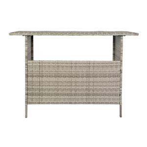 Flash Furniture LTS-0165-GY-GG Marco 54in x 18in Gray Wicker Patio Counter Table with 2 Shelves 